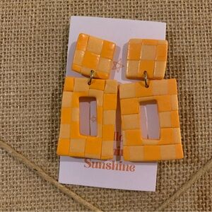 Chunky checkered clay earrings